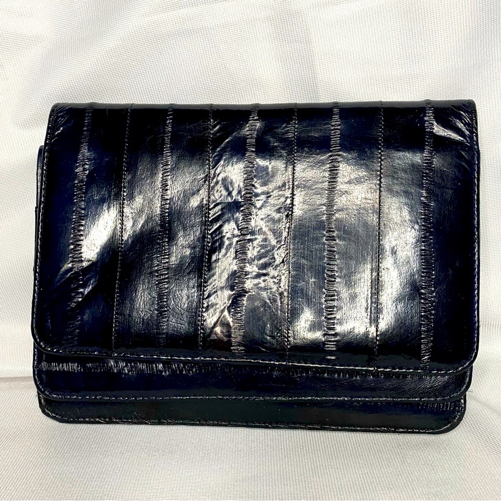 VNTG EEL SKIN FAUX LEATHER WALLET CROSSBODY BAG